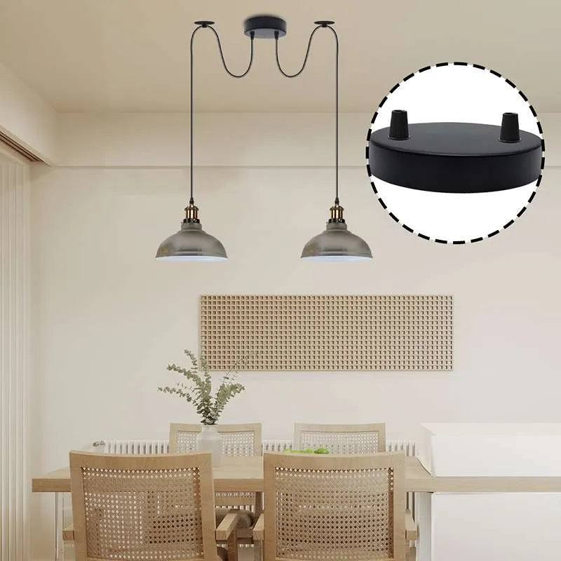 Schwarz Deckenrosette(2-er) Platte Metall rund für Innenleuchte