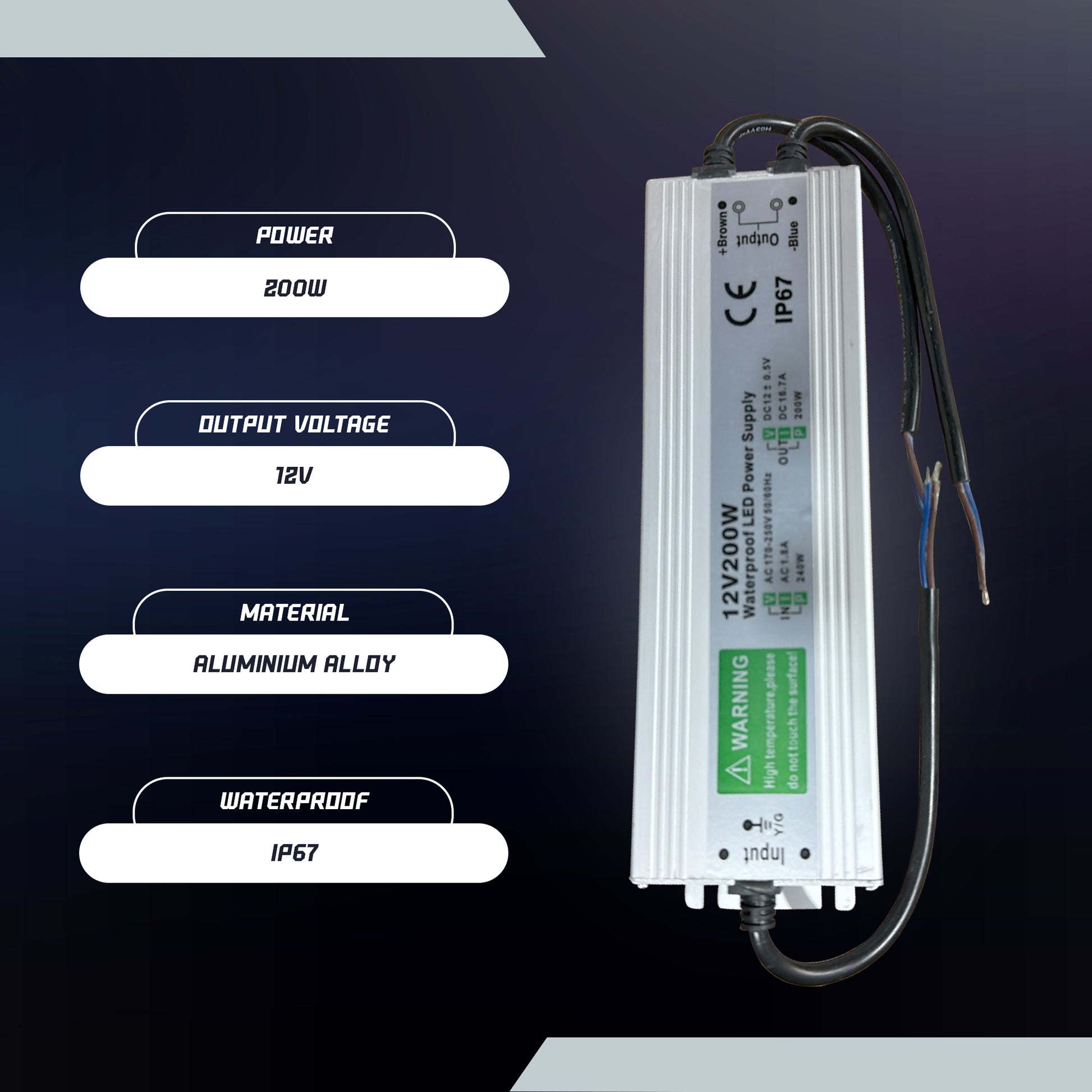 12V Trafo 200W IP67 LED Netzteil