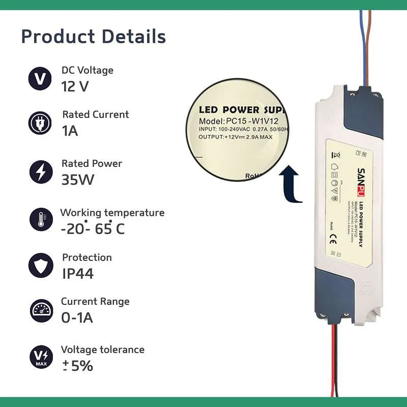 DC12V 15W LED-Treiber-Netzteiltransformator~1820