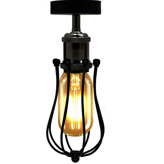 Retro Industrielle Wandleuchte E27 mit Käfig - Metall - Antik-Stil~3166