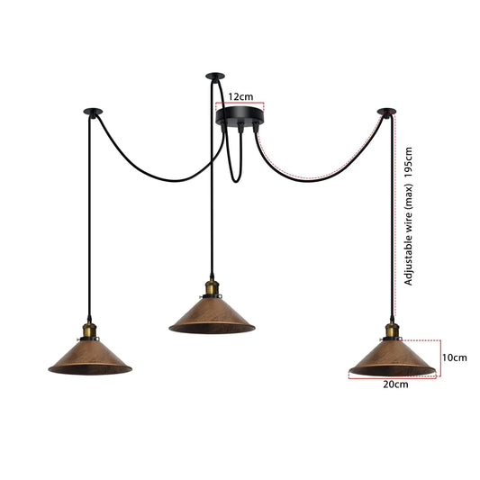 E27 2m Hängelampe 3 Flammig Metall ~3312