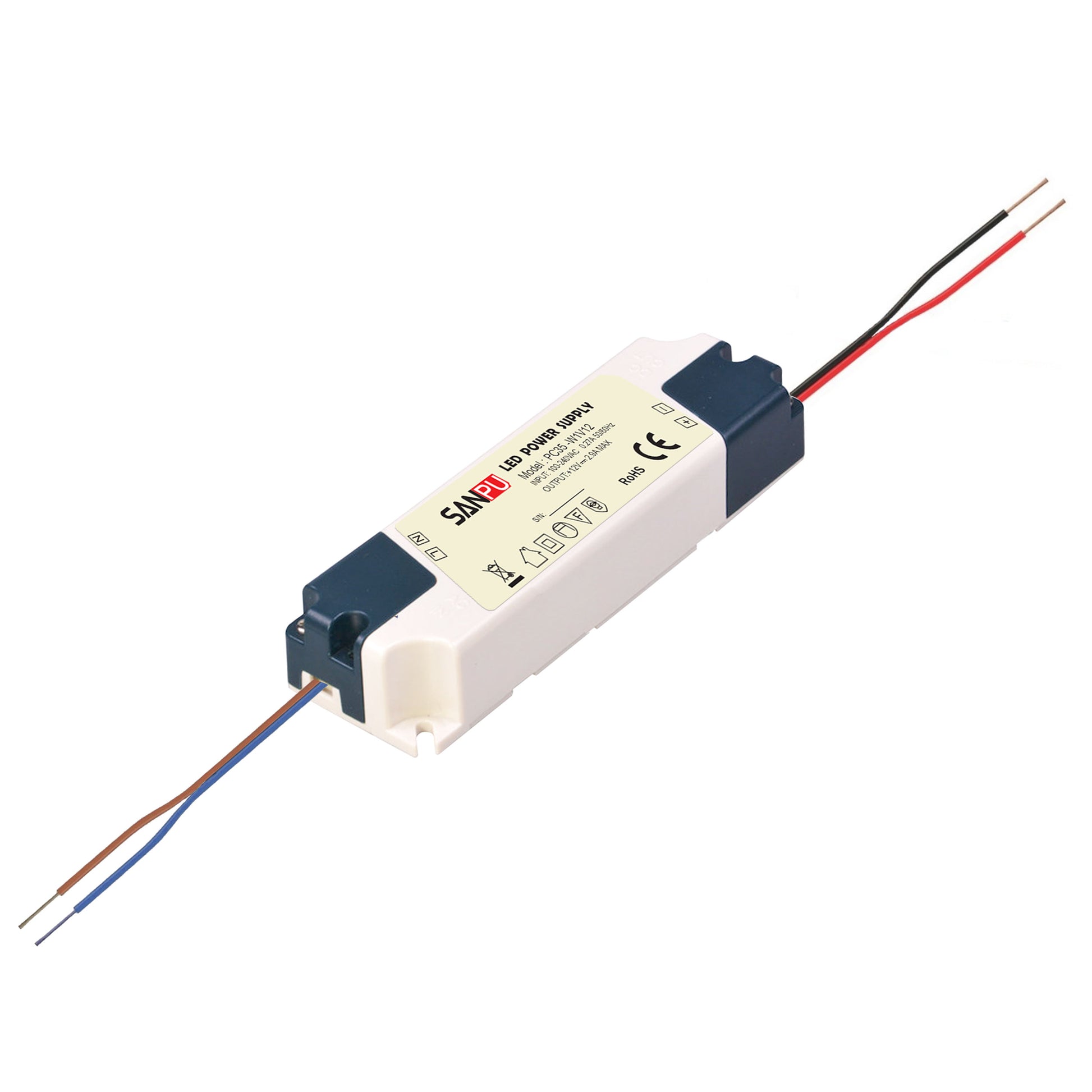 35 W 2,9 Amp Kompakter Sanpu LED-Treiber AC 230 V bis DC 12 V Netzteiltransformator