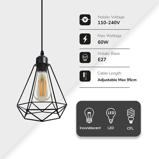E27 LEDsone 5,8-flammige Pendelleuchte 2M im Industriesti ~3291