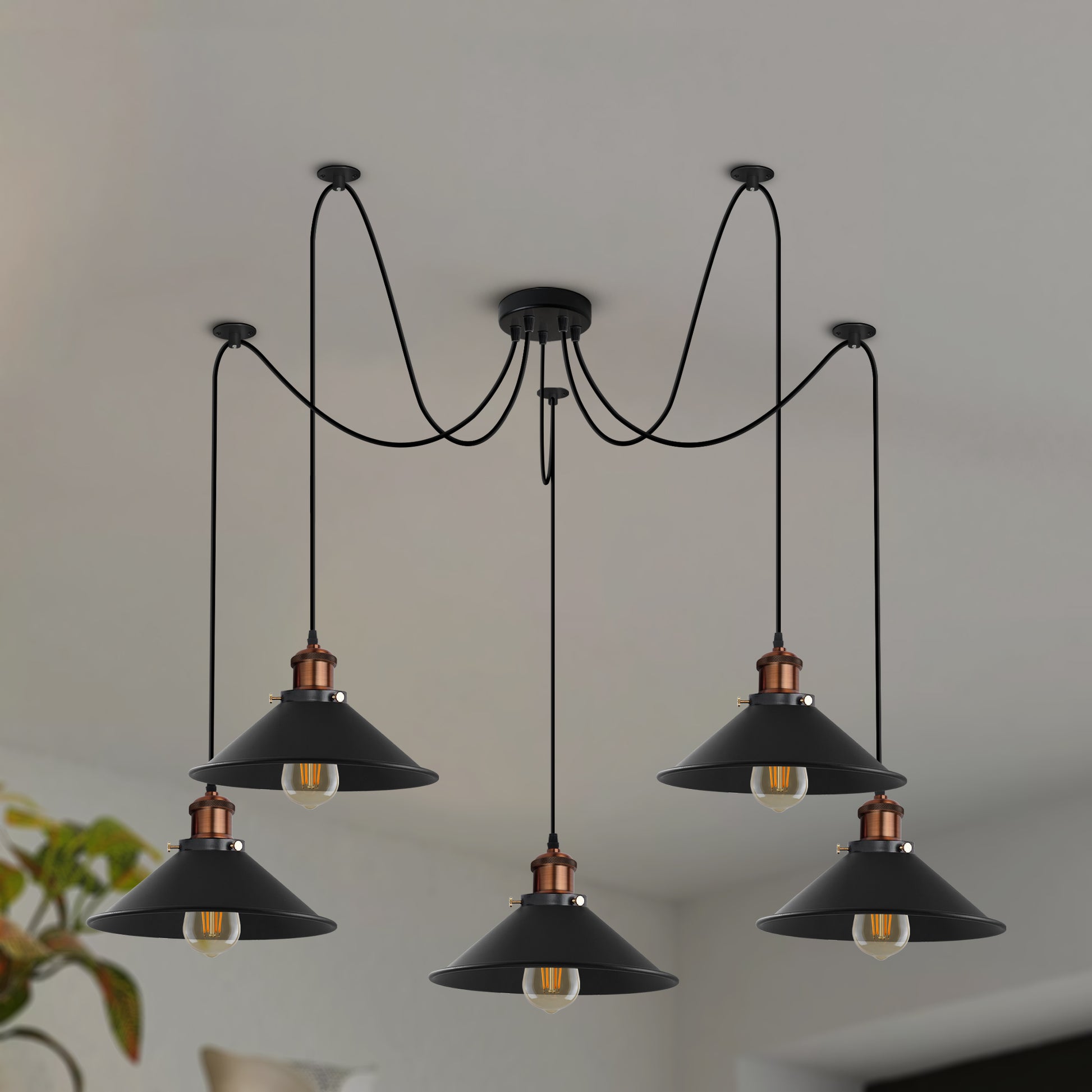 Moderne Spinnenlampe mit 5 Flamming Pendelleuchte