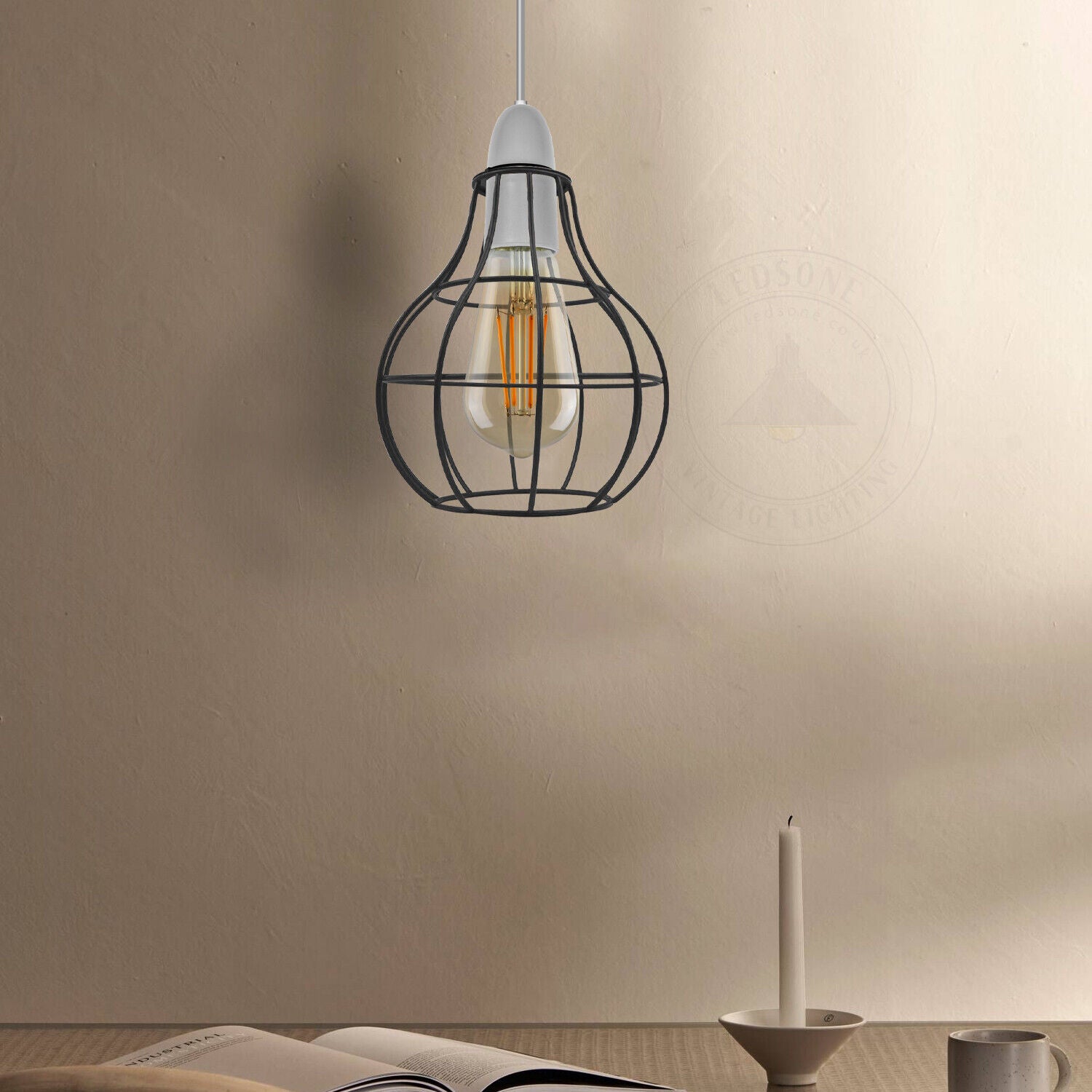 Vintage-Lampenschirm in Ballonform, industrieller Lampenschirm aus Metall