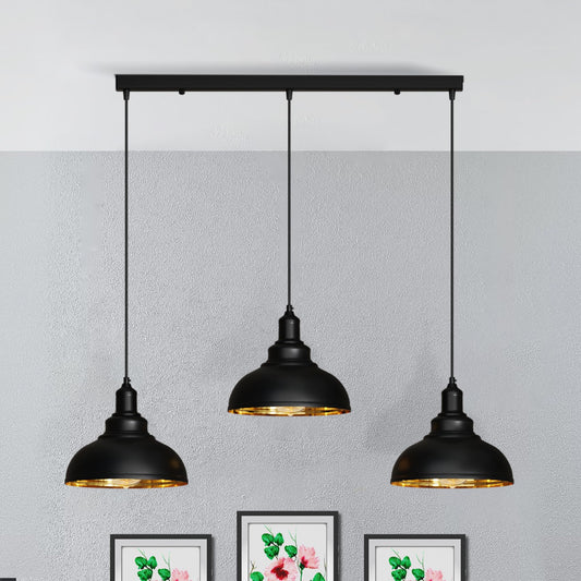 3-Licht Pendelleuchte Industrielle Hängelampe Schwarzer ~3278