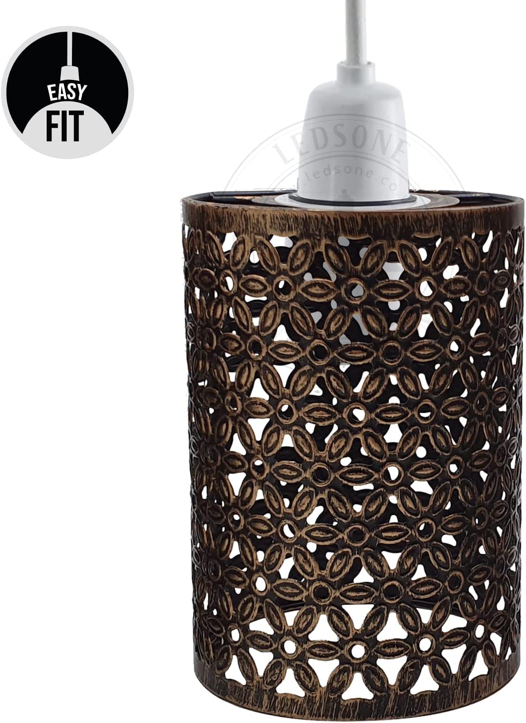 Lampenschirm DIY Metall Puzzle Lampe Schirm Hängelampe Stehlampe Fass Gebürsteter Kupfer Designs~1332