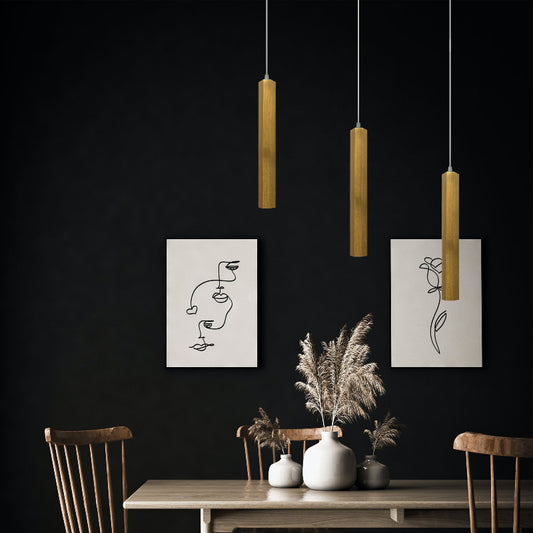 Pendellampe rør sort, guld | Ø30cm | barlampe~2603