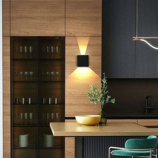 LEDSone LED-Wandleuchten für den Außenbereich, 10 W, IP54, Aluminium, schwarz, für den Innenbereich, würfelförmig, auf und ab, Wandlampe, PIR-Bewegungsmelde