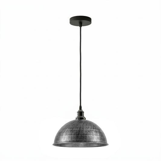 Lampada a Sospensione Industriale Argento Spazzolato Vintage ~2165