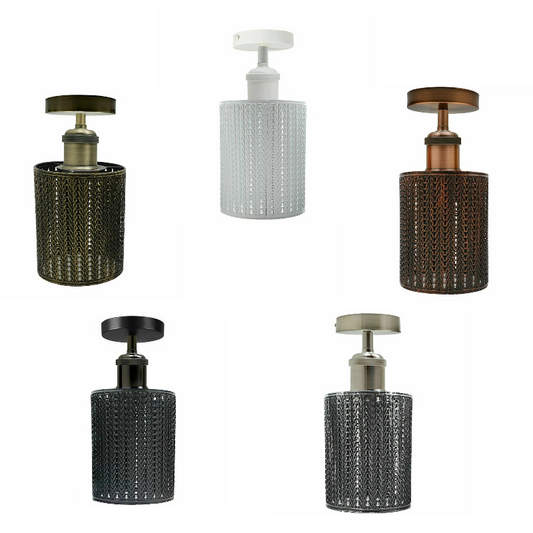 Industriel loftslampe med trådbur – E27, flere farver ~ 3164