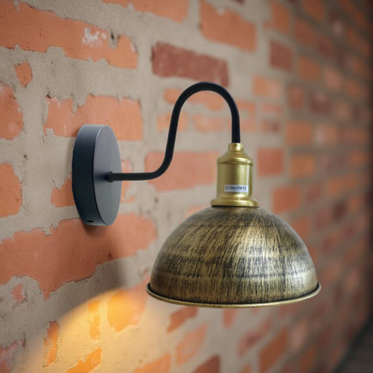 Væglampe kobberfarvet, kuppelformet, E27 væglamper ~ 2179