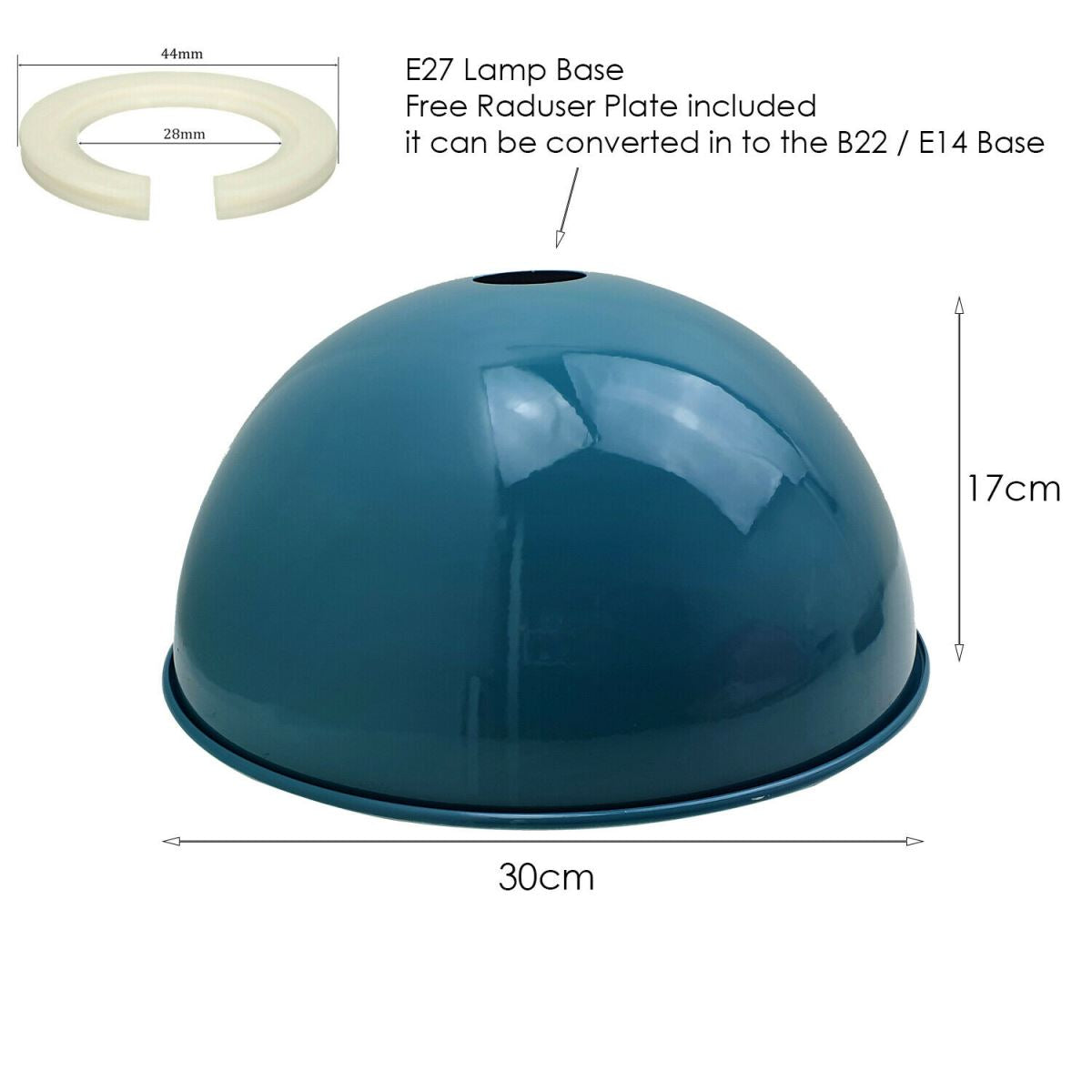 Cyan Blue Lampenschirm in Domp-Form Metal Vintage Keine Elektrische Pendelleuchte Schatten~2602