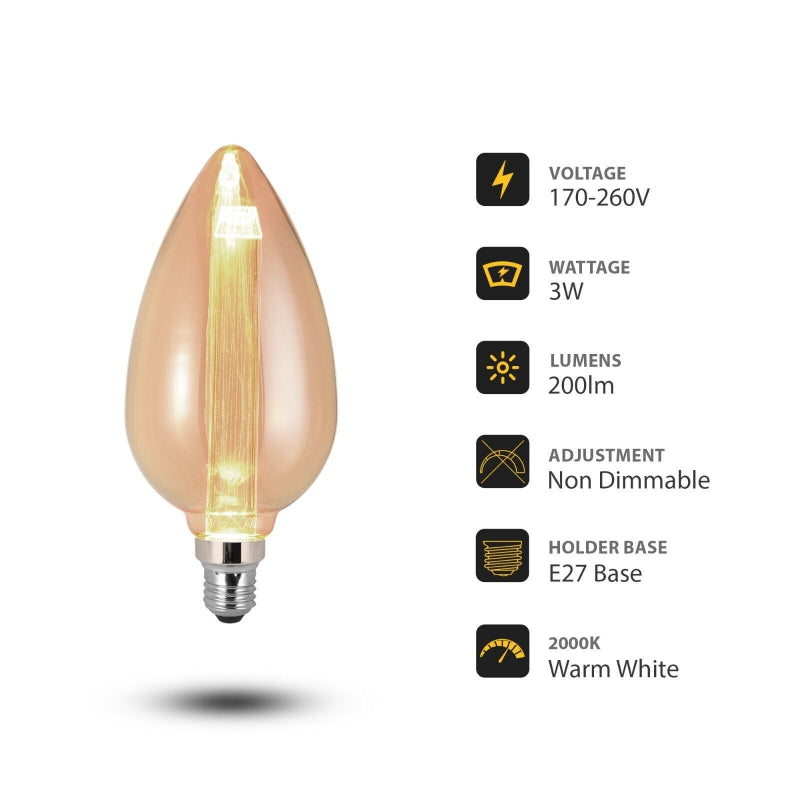 Deko Glühbirne E27 2000K Warmes Edison LED Lampe 3W
