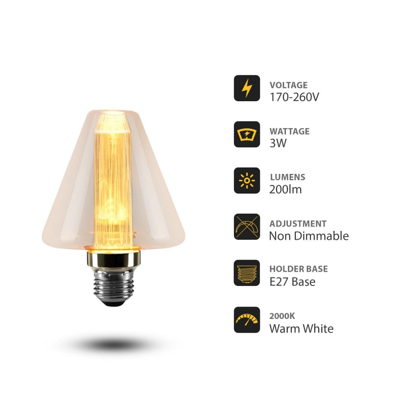 Deko Glühbirne E27 2000K Warmes Edison LED Lampe 3W