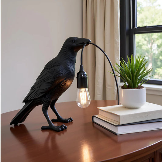 Ny elegant kragefuglelampe Raven bordlampe ~2589