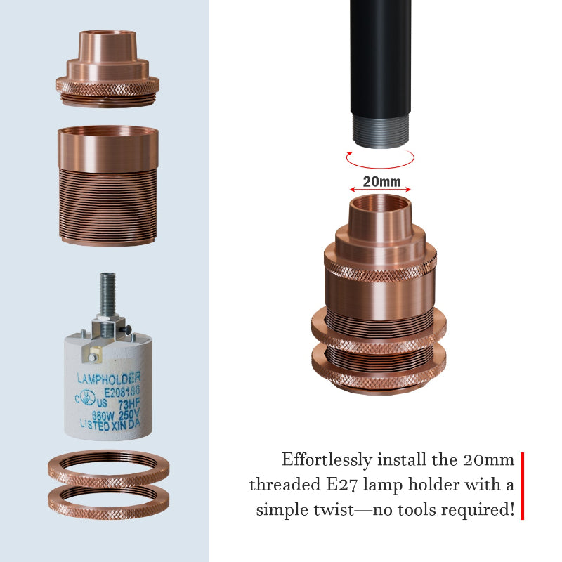Retro Lampenfassung Set für DIY-Pendelleuchten mit Zugentlastung