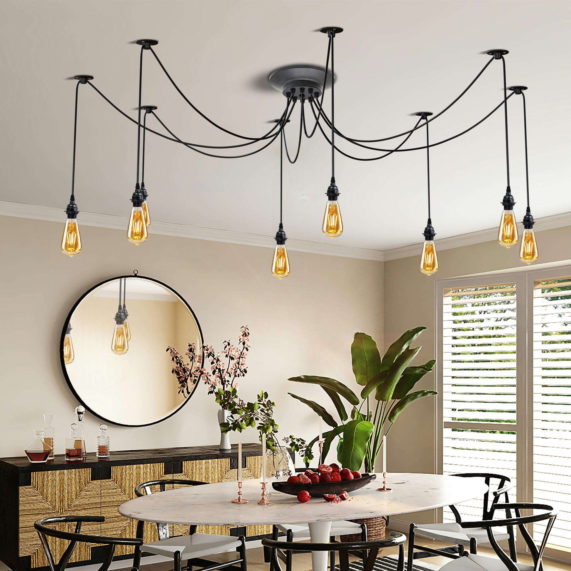 Retro Spinnenlampe 8 Köpfe Deckenpendelleuchte