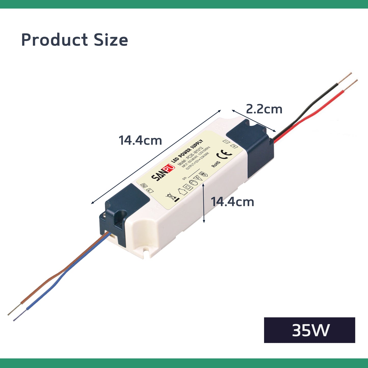 35 W 2,9 Amp Kompakter Sanpu LED-Treiber AC 230 V bis DC 12 V Netzteiltransformator