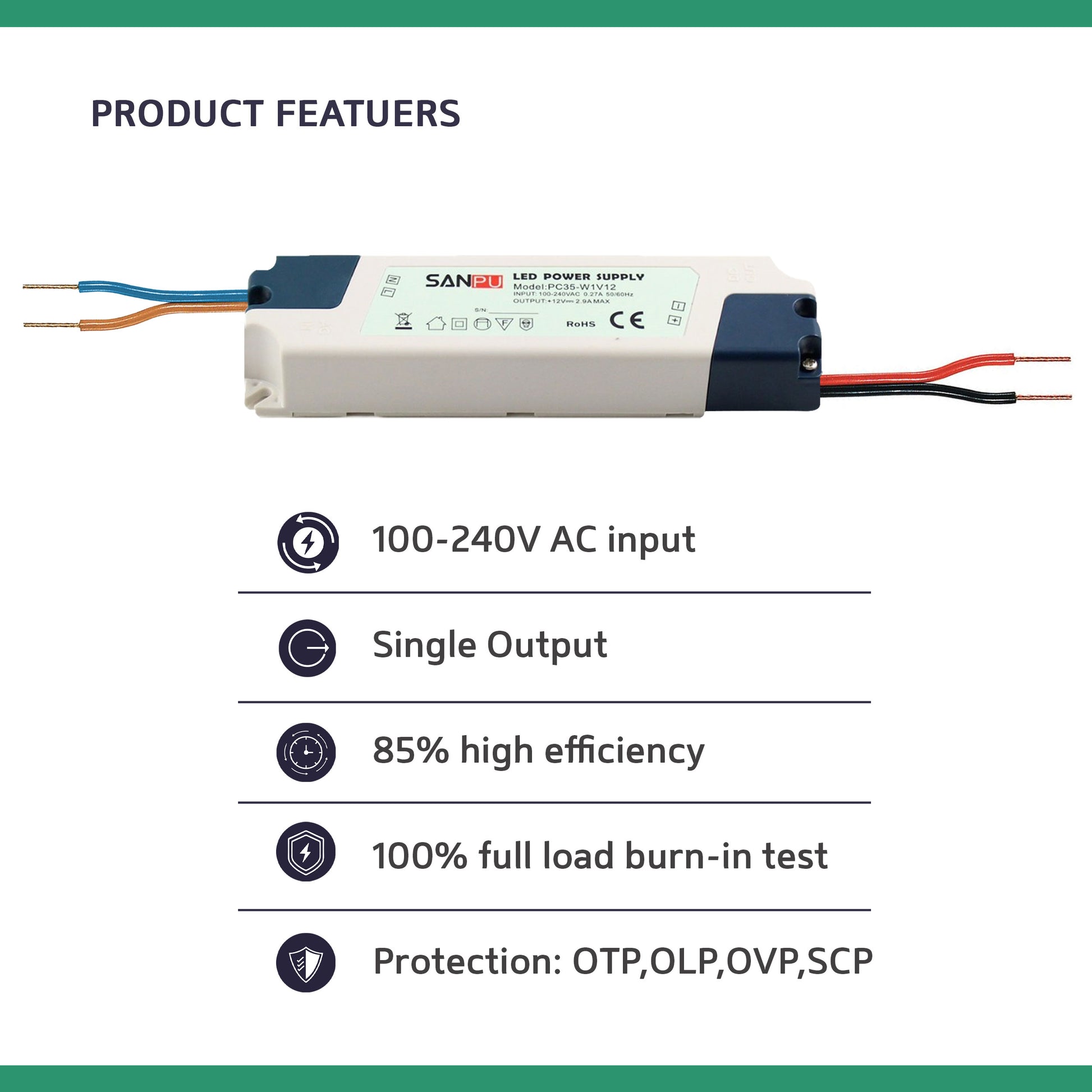 60 W 5 Ampere kompakter Sanpu LED-Treiber AC 230 V bis DC 12 V Netzteiltransformator application