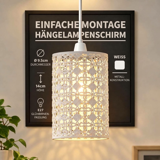 Marokkanischer Ornament Lampenschirm – Weiß Easy Fit | Ø 9,5cm | E27 , B22 ~1228