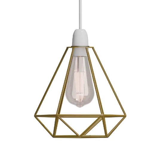 Lampada a sospensione moderna con design geometrico a filo – E27, oro ~2779