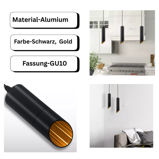 Pendellamper sort guld | aluminium | gu10-fatning ~ 2612