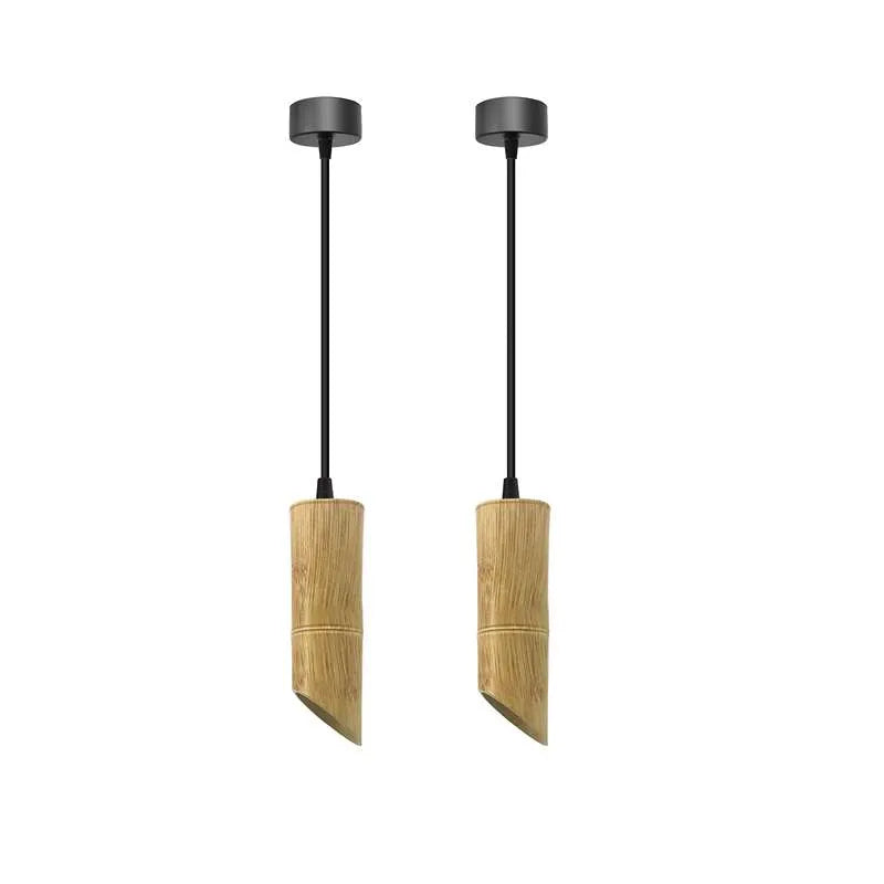 Bambus-Pendelleuchte mit dimmbarer GU10-Glühbirne in warm- oder kaltweiß