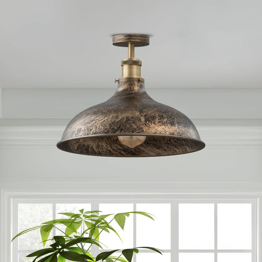 Industrielle Deckenleuchte aus Kupfer mit 36 cm Schirm, ideal für moderne Wohnzimmer und Esszimmer im Vintage-Stil.