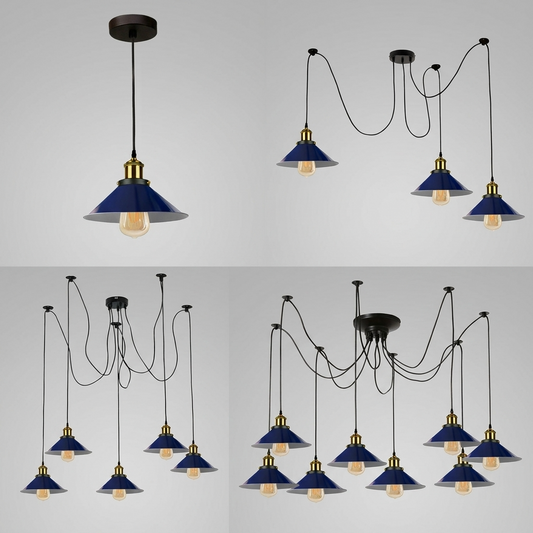 Mehrkopf Industrial Pendelleuchte | 1-9 flammig Spinnen Hängelampe blau~4047