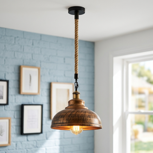Gutsherrenlampe Seil – Industrie Vintage Pendelleuchte Kücheninsel | Ø 29cm | E27 ~3028