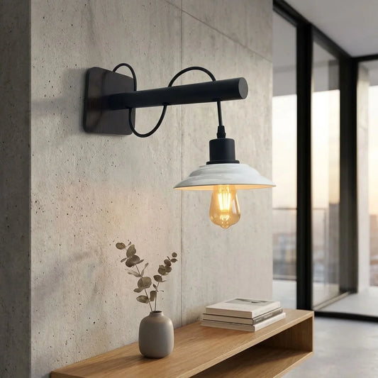 Moderne Wandleuchte Schwarz Weiß | E27 Industrial Flur Wandlampe als Set~4118