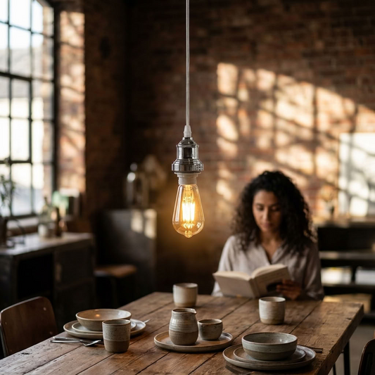 Modernes Pendelleuchten-Set in Chrom – E27 Lampenfassung~4109