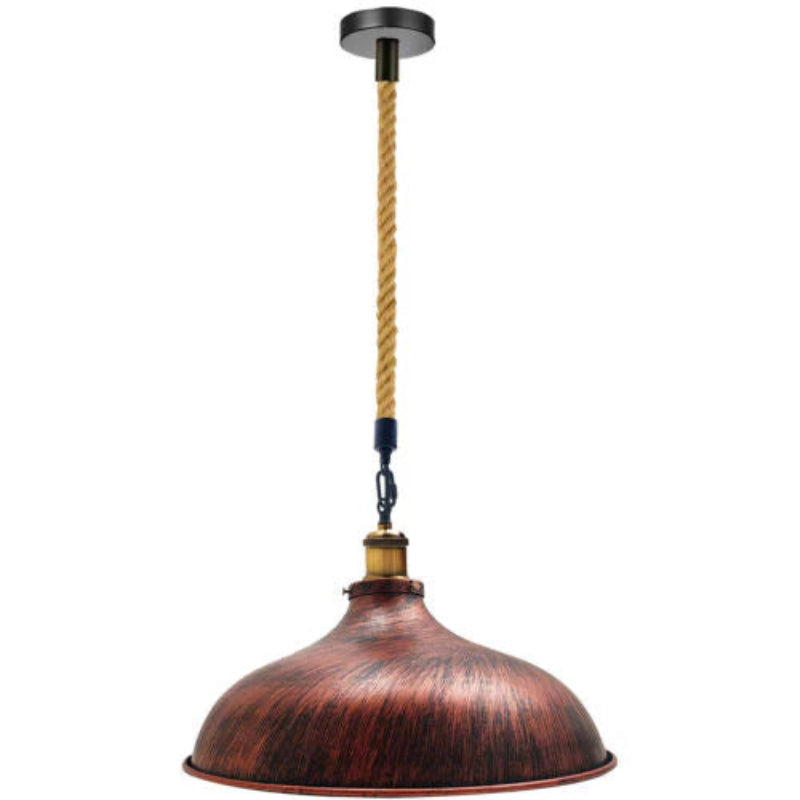 Deckenlampe mit E27-Fassung in rostrot mit industriellem Flair und dekorativem Seil