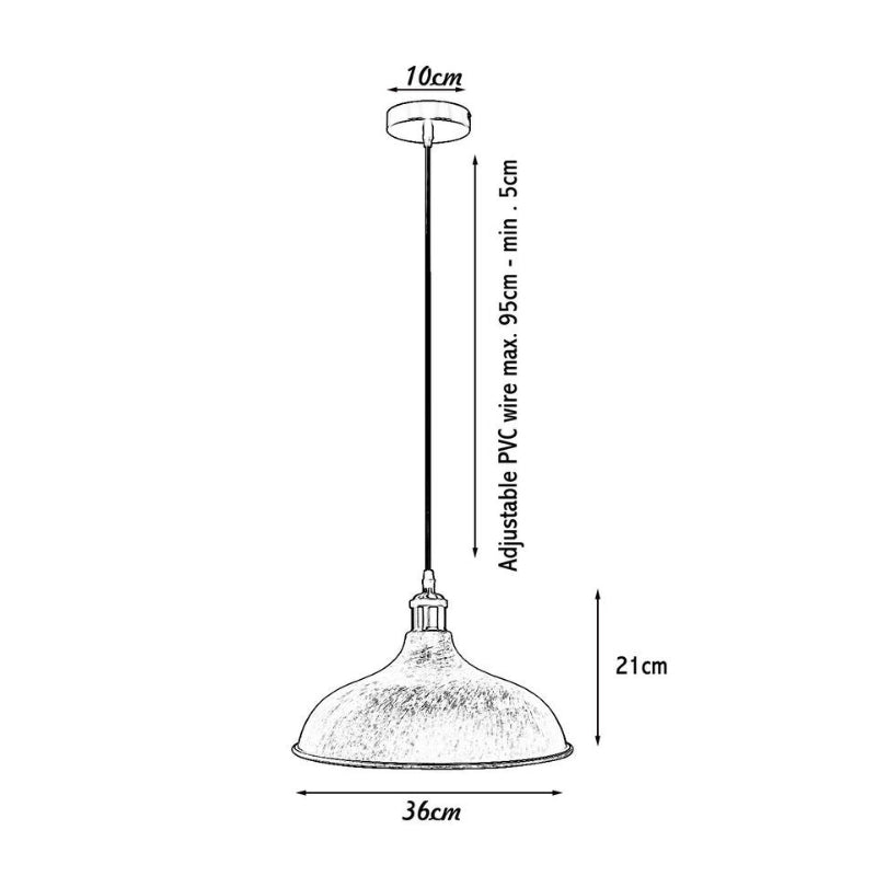 Modern Schwarz Pendelleuchte Ø 36cm mit E27 Fassung
