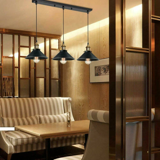 Pendelleuchte in konischer Form aus schwarzem Metall – 3-flammig mit E27, perfekt dimmbar