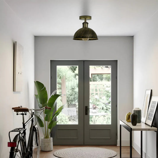 Runde Deckenlampe in gebürstetem Kupfer, 21 cm Durchmesser, E27