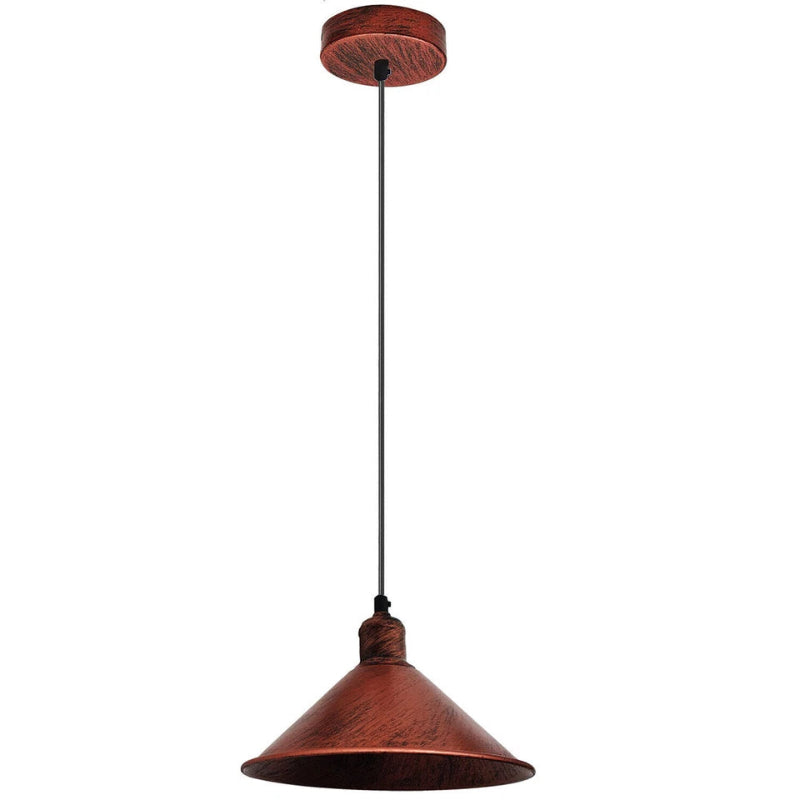 Elegante Pendelleuchte für das Wohnzimmer im modernen Design, rustikale rote Farbe und E27 Fassung aus Metall.