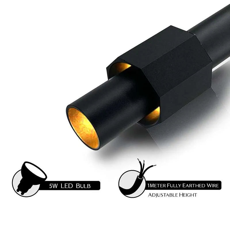 Pendelleuchte Schwarz mit Gold für ein modernes Wohnzimmer