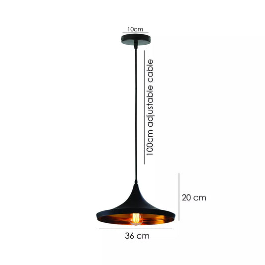 Sort, gylden pendellampe til indendørs brug | Loftlampe ~ 1788