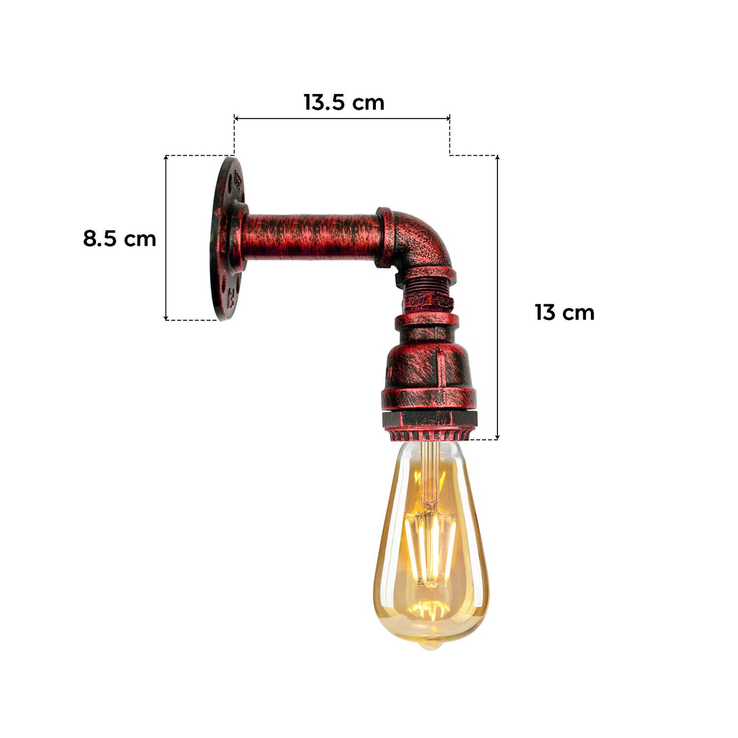 Industrielle Vintage E27 Wandleuchte | Retro Eisenrohr Wandwasserlampe~2619