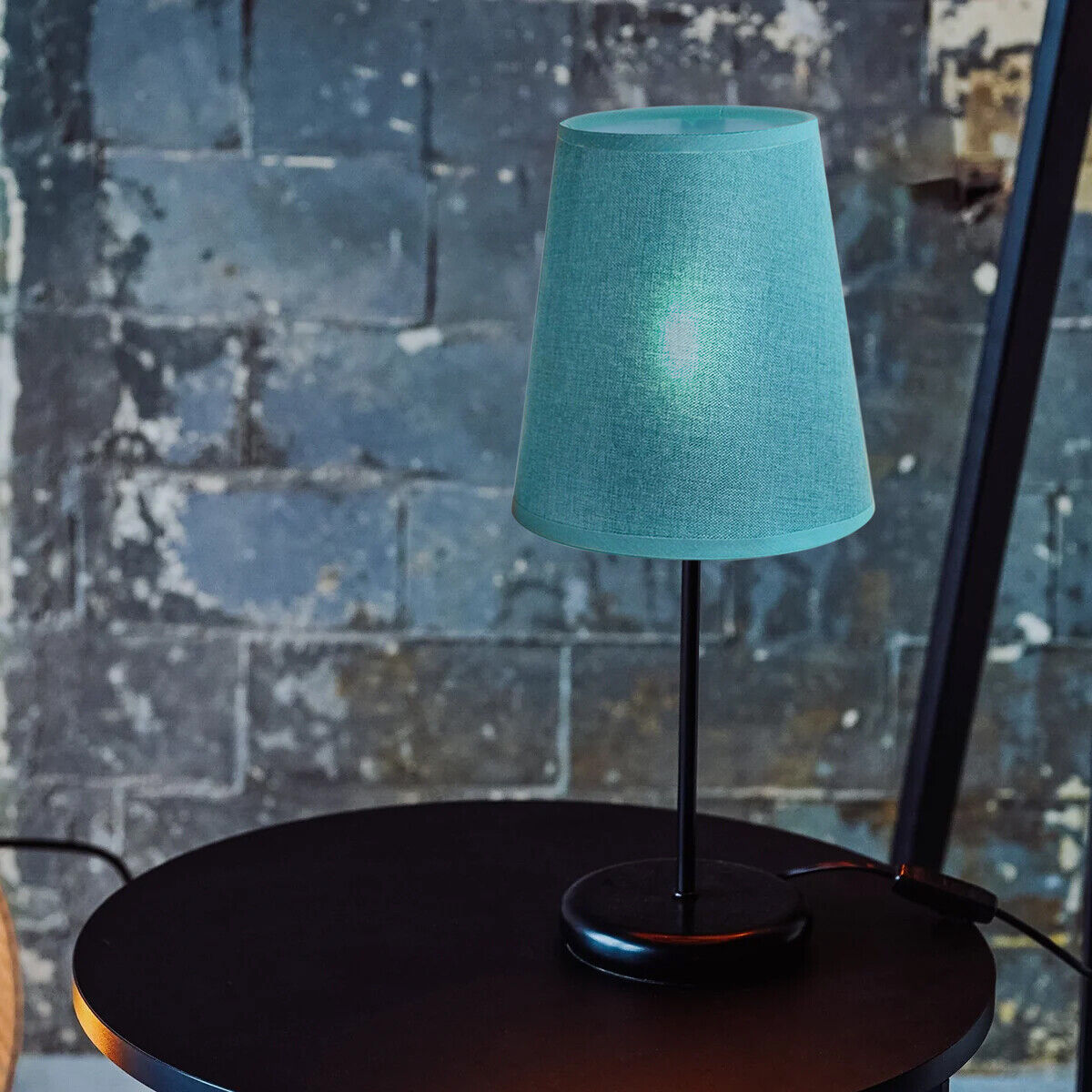 Lampenschirm Tischlampe in Blau – Stoff Design –
