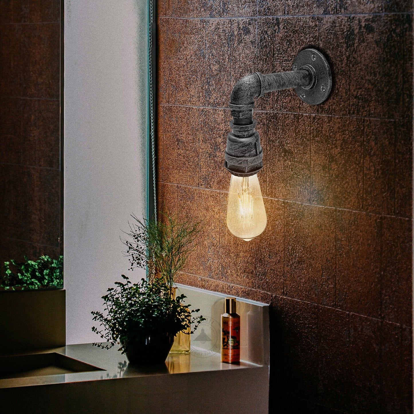Industrielle Vintage E27 Wandleuchte | Retro Eisenrohr Wandwasserlampe~2619
