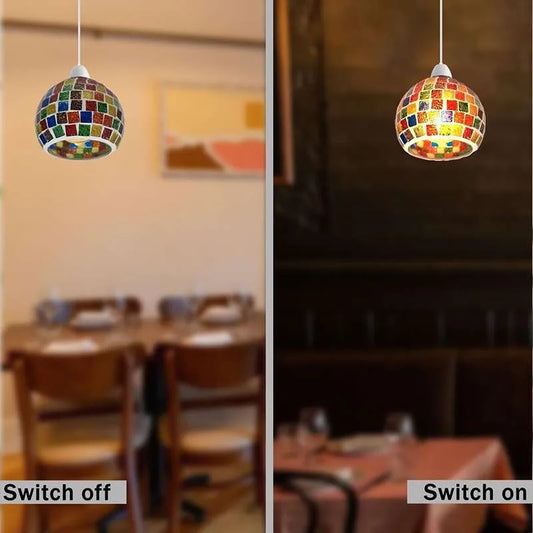 Vintage glaskuglelampeskærm i mosaikstil