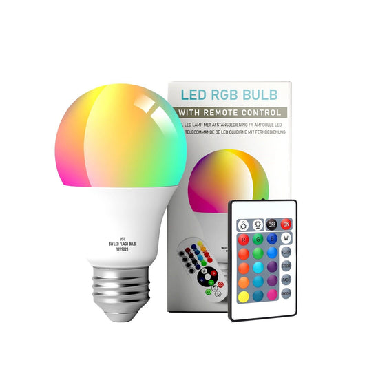 Lampada LED E27 RGB sottile con cambio colore a 16 colori e telecomando ~2572