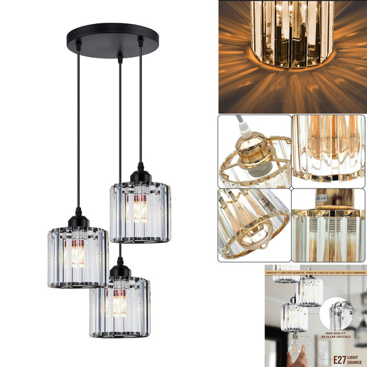 Lampada a sospensione in vetro a 3 vie per soggiorno e sala da pranzo - Moderna - Lampada a sospensione ~ 3245