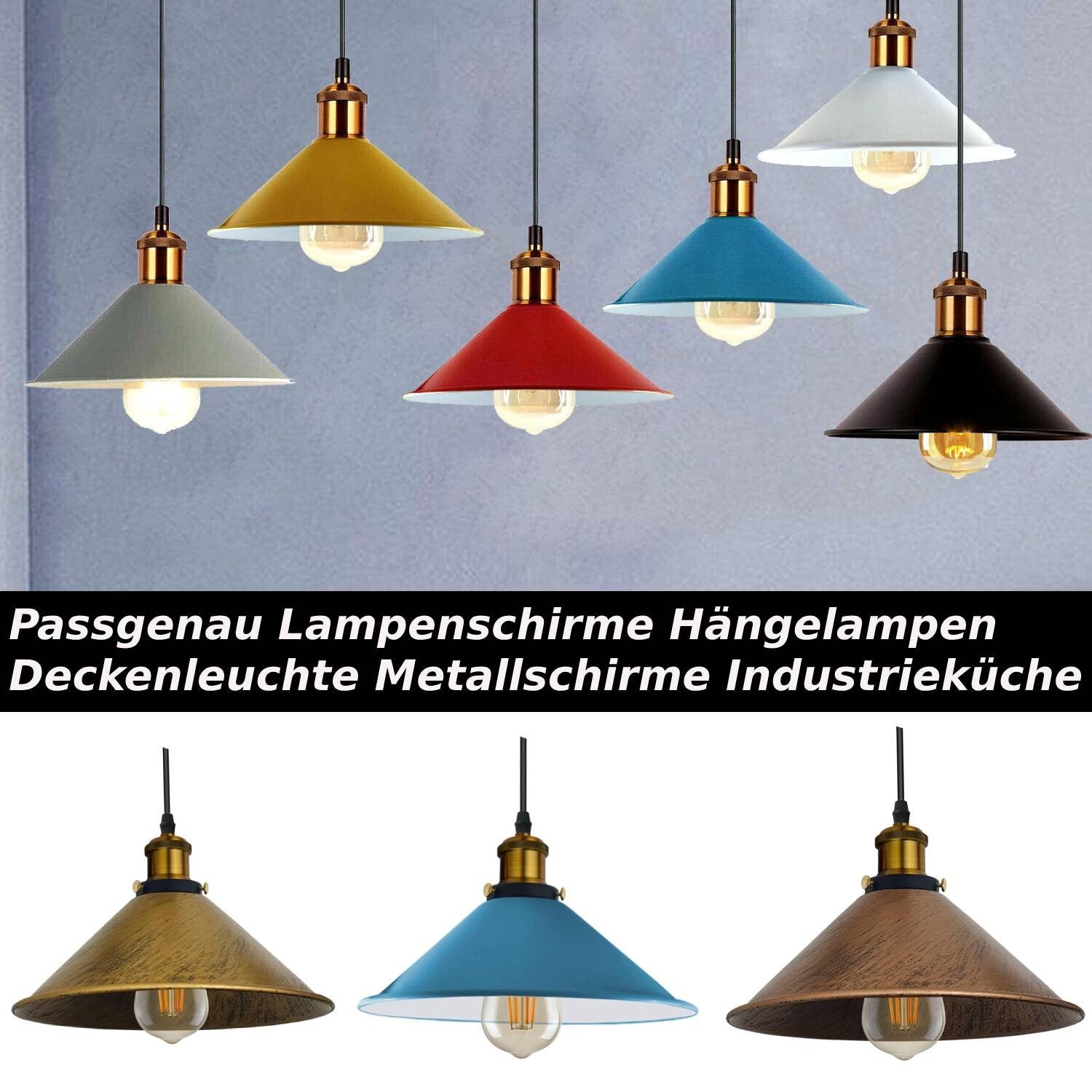2er Set Lampenschirm Industrie Vintage E27