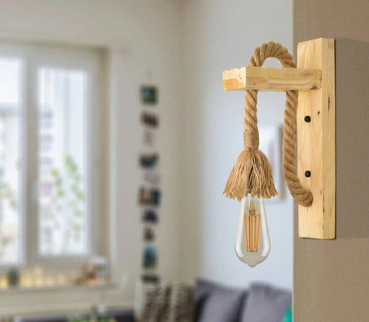Wandlampe mit holz , Hanfseil,lampen für das Kinderzimmer~2635