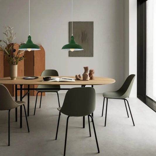 Lampada a sospensione regolabile in altezza, verde, metallo, lampada E27~3007