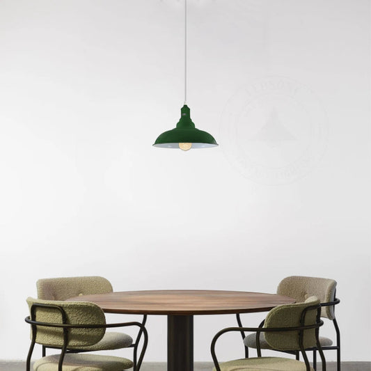 Højdejusterbar pendellampe, grøn, metal, E27-pære ~ 3007